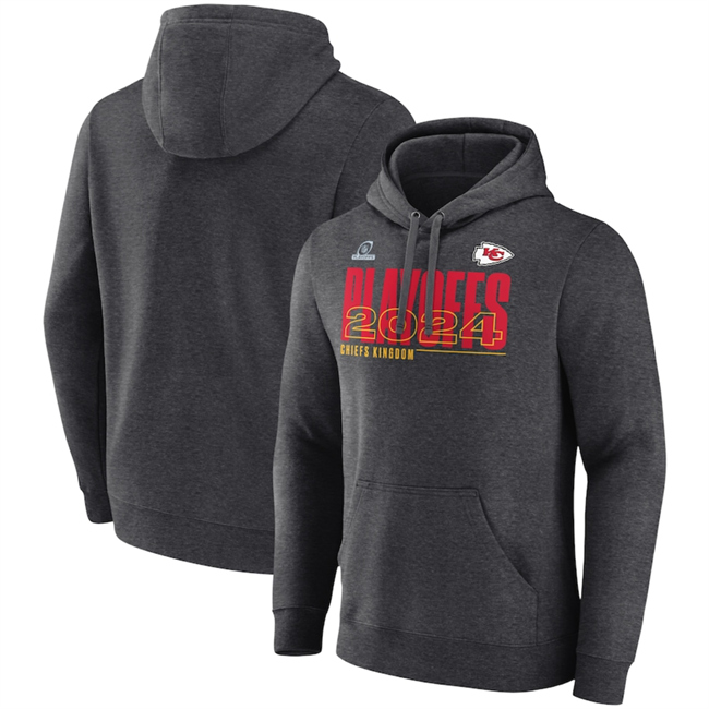 Men's Charcoal Kansas City Chiefs 2024 Playoffs Pullover Hoodie